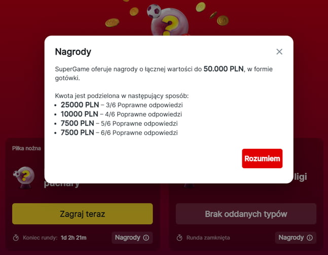 Pula nagród dla 241. rundy SuperGame "Topowe ligi" w Superbet