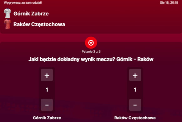 SuperGame w Superbet - typ bukmacherski na 239. rundę (Górnik Zabrze - Raków Częstochowa)