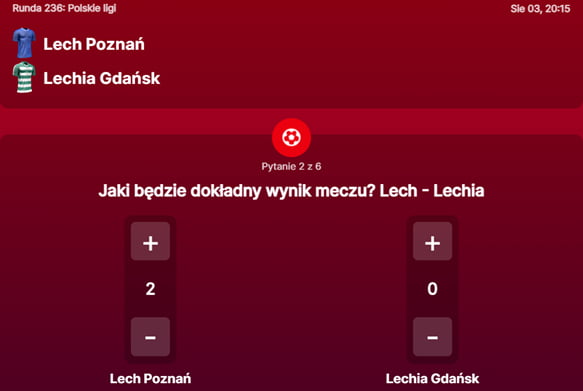 SuperGame w Superbet - typ bukmacherski na 236. rundę (Lech Poznań - Lechia Gdańsk)