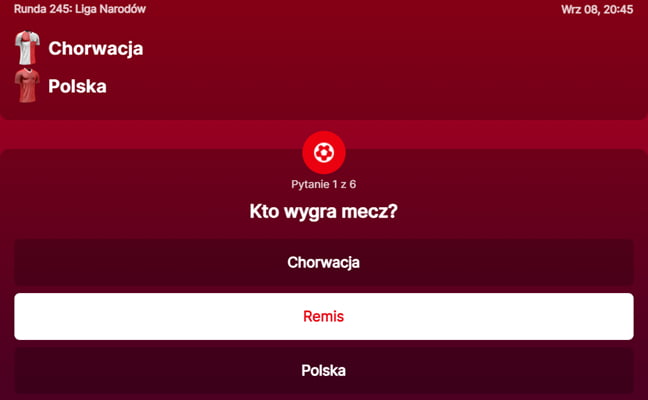 SuperGame w Superbet - typ bukmacherski na 245. rundę (Kto wygra mecz Chorwacja - Polska w Lidze Narodów UEFA?)