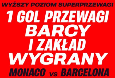 Wyższy Poziom Superprzewagi w Superbet - zgarniesz wygraną już za 1 gola przewagi Barcelony z AS Monaco