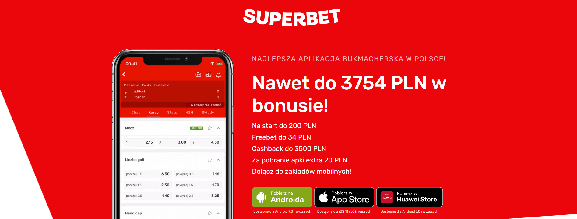 Aplikacja mobilna Superbet - bonus powitalny