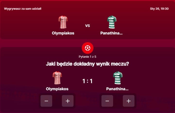 SuperGame w Superbet - typ bukmacherski na 269. rundę (Olympiakos - Panathinaikos)