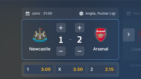 Wizjoner w STS - typ bukmacherski na 103. kolejkę (Newcastle - Arsenal)