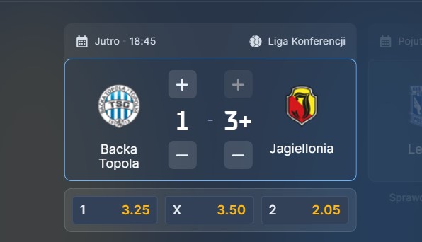 Wizjoner w STS - typ bukmacherski na 104. kolejkę (TSC Baćka Topola - Jagiellonia Białystok)