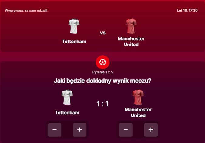 SuperGame w Superbet - typ bukmacherski na 275. rundę (Tottenham - Manchester United)