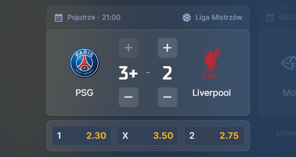 Wizjoner w STS - typ bukmacherski na 107. kolejkę (PSG - Liverpool)